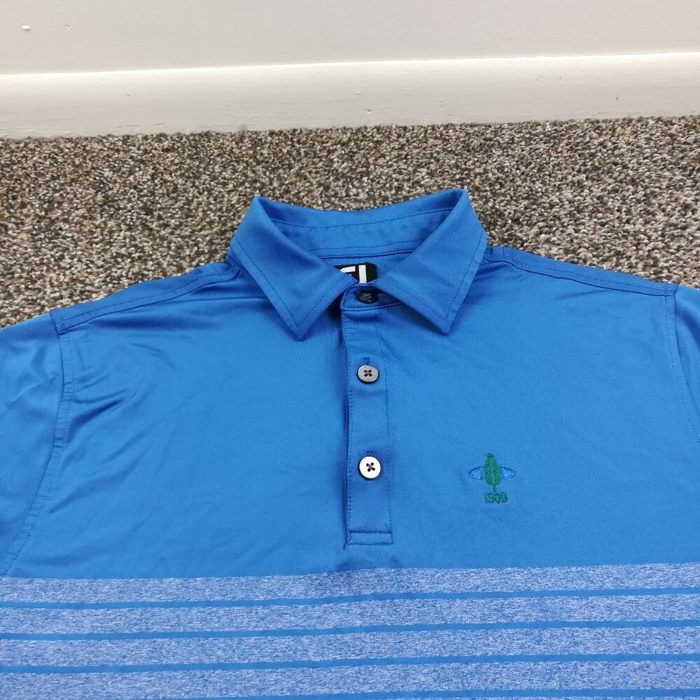Footjoy Cedarbrook Country Club Polo Shirt Performance Striped Blue Mens Small